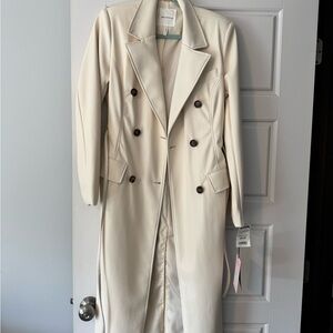 Avec Les Filles Cream Double-Breasted Trench Coat